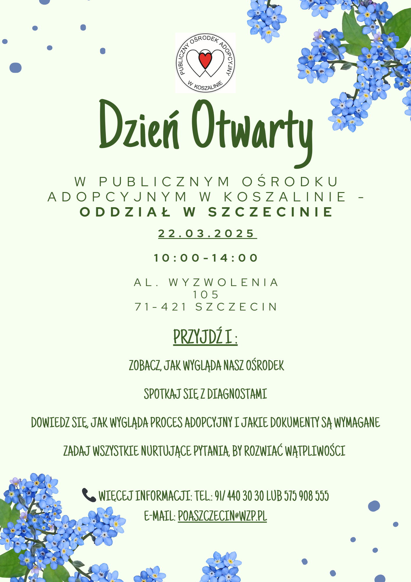 Dzień otwarty w POA oddział w Szczecinie 22.03.2025 r. godz. 10-14 aleja Wyzwolenia 105 Szczecin