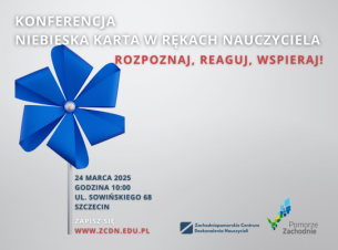 infografika, niebieski wiatrak Konferencja 25 marca 2025, godzina 10 ulica Sowińskiego 68 Szczecin, zapisz się