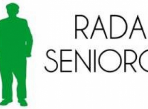 zielone cienie postaci starszej kobiety i mężczyzny oraz napis Rada Seniorów